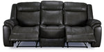 Plaza Reclining Leather Sofa, Loveseat and Rocker Recliner Set - Grey