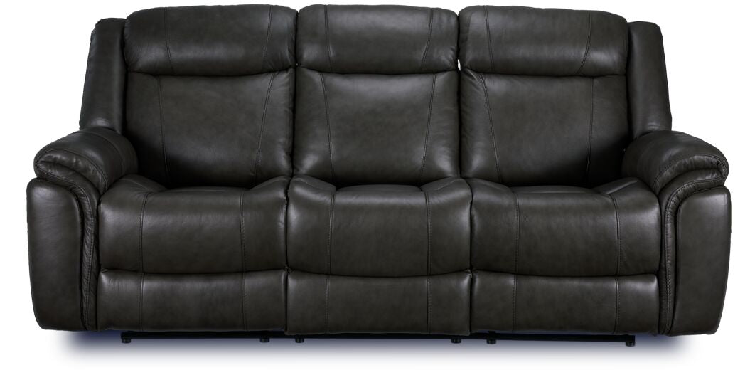 Plaza Reclining Leather Sofa and Rocker Recliner Set - Grey