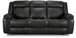 Plaza Reclining Leather Sofa and Rocker Recliner Set - Grey