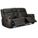 Plaza Reclining Leather Sofa, Loveseat and Rocker Recliner Set - Grey
