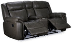 Plaza Reclining Leather Sofa, Loveseat and Rocker Recliner Set - Grey