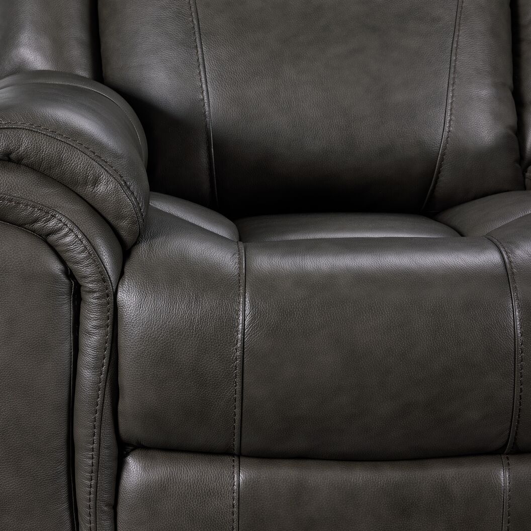 Plaza Reclining Leather Sofa and Rocker Recliner Set - Grey