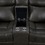 Plaza Reclining Leather Sofa, Loveseat and Rocker Recliner Set - Grey