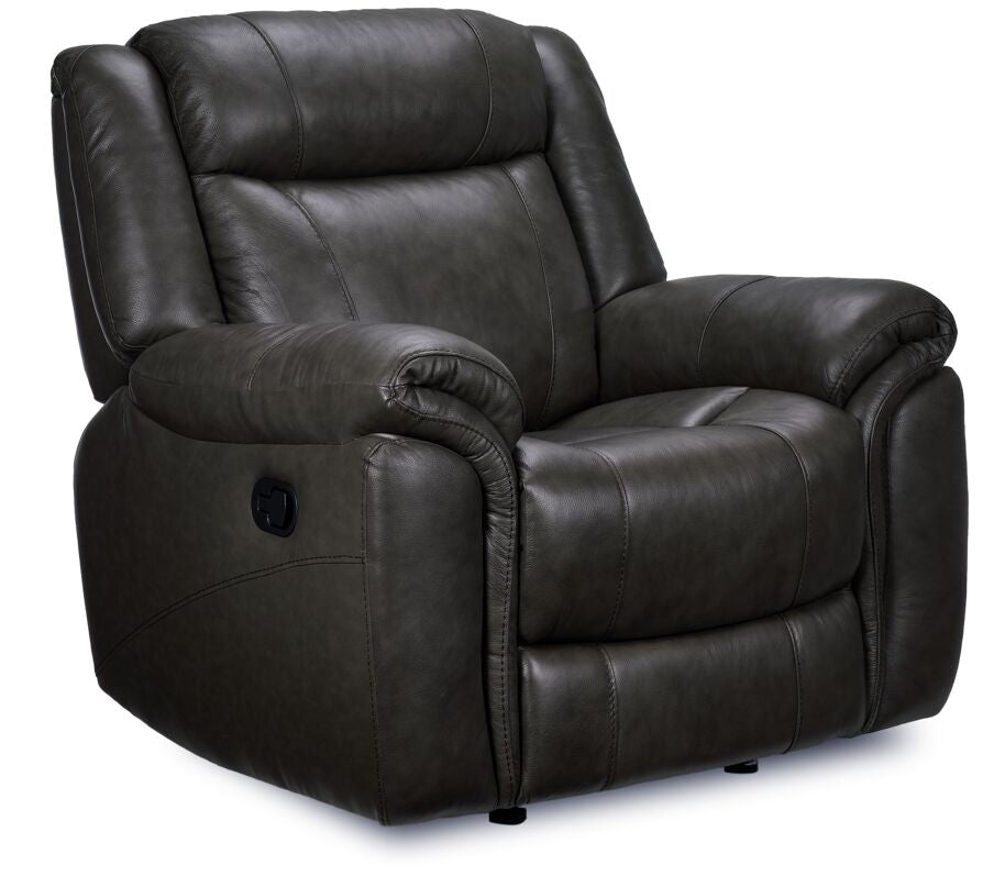 Plaza Reclining Leather Sofa and Rocker Recliner Set - Grey