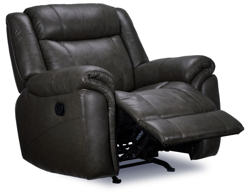 Plaza Reclining Leather Sofa, Loveseat and Rocker Recliner Set - Grey