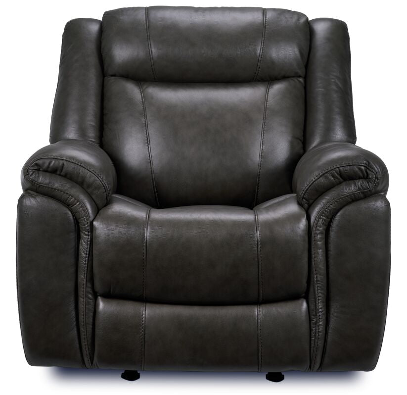 Plaza Reclining Leather Sofa and Rocker Recliner Set - Grey