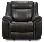 Plaza Reclining Leather Sofa and Rocker Recliner Set - Grey