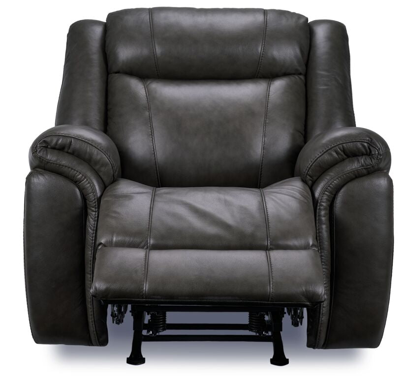 Plaza Reclining Leather Sofa and Rocker Recliner Set - Grey
