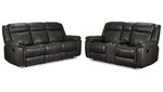 Plaza Reclining Leather Sofa and Loveseat Set - Grey