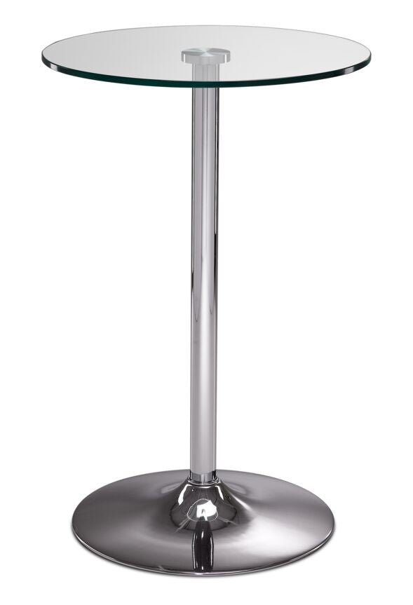 Roxanne 3-Piece Round Dining Set Counter Height - Glass, Chrome, Grey