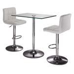 Roxanne 3-Piece Rectangular Dining Set Counter Height - Glass, Chrome, White
