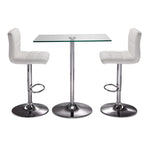 Roxanne 3-Piece Rectangular Dining Set Counter Height - Glass, Chrome, White
