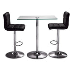 Roxanne 3-Piece Rectangular Dining Set Counter Height - Glass, Chrome, Black