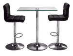 Roxanne 3-Piece Rectangular Dining Set Counter Height - Glass, Chrome, Black