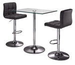 Roxanne 3-Piece Rectangular Dining Set Counter Height - Glass, Chrome, Grey