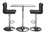 Roxanne 3-Piece Rectangular Dining Set Counter Height - Glass, Chrome, Grey