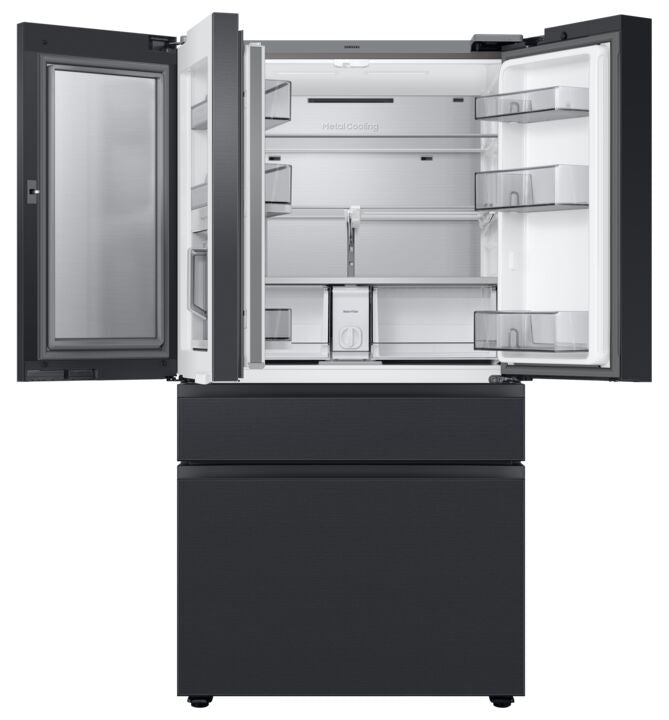 Samsung Matte Black Steel BESPOKE 36" 4-Door French-Door Refrigerator with Beverage Center and FamilyHub (28.6 cu.ft.) - RF29BB89008MAC