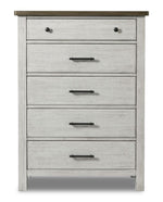 Timber Ridge 5 Drawer Chest - Weathered White