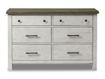 Timber Ridge 6 Drawer Dresser - Weathered White