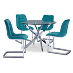Tina II 5-Piece Dining Set - Aqua