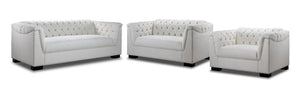Veronica 3 Pc. Living Room Package - Cream
