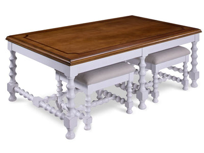 Winslow Coffee Table with Two Ottomans - Antique White