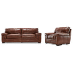 Stampede Leather Sofa and Chair Set - Chestnut