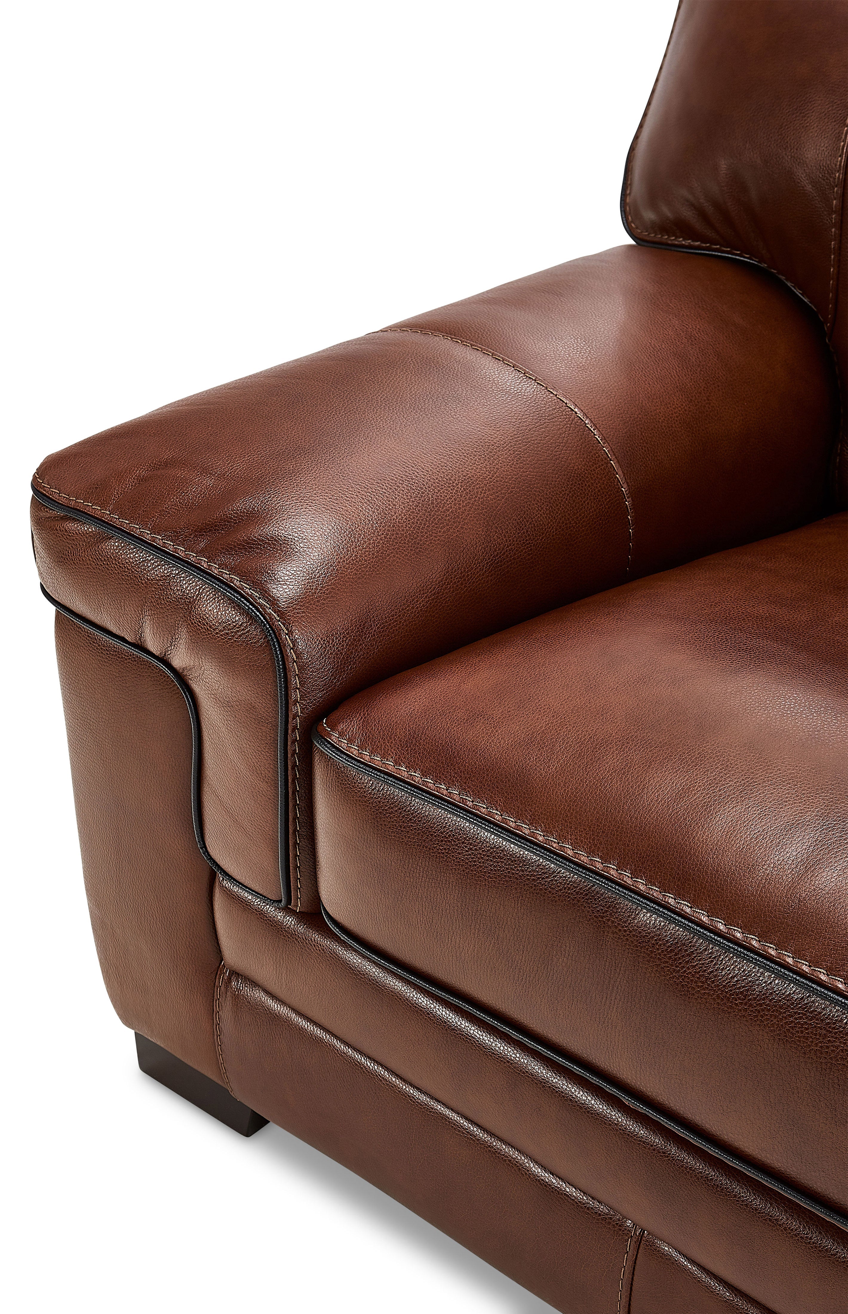 Stampede Leather Sofa, Loveseat and Chair Set - Chestnut