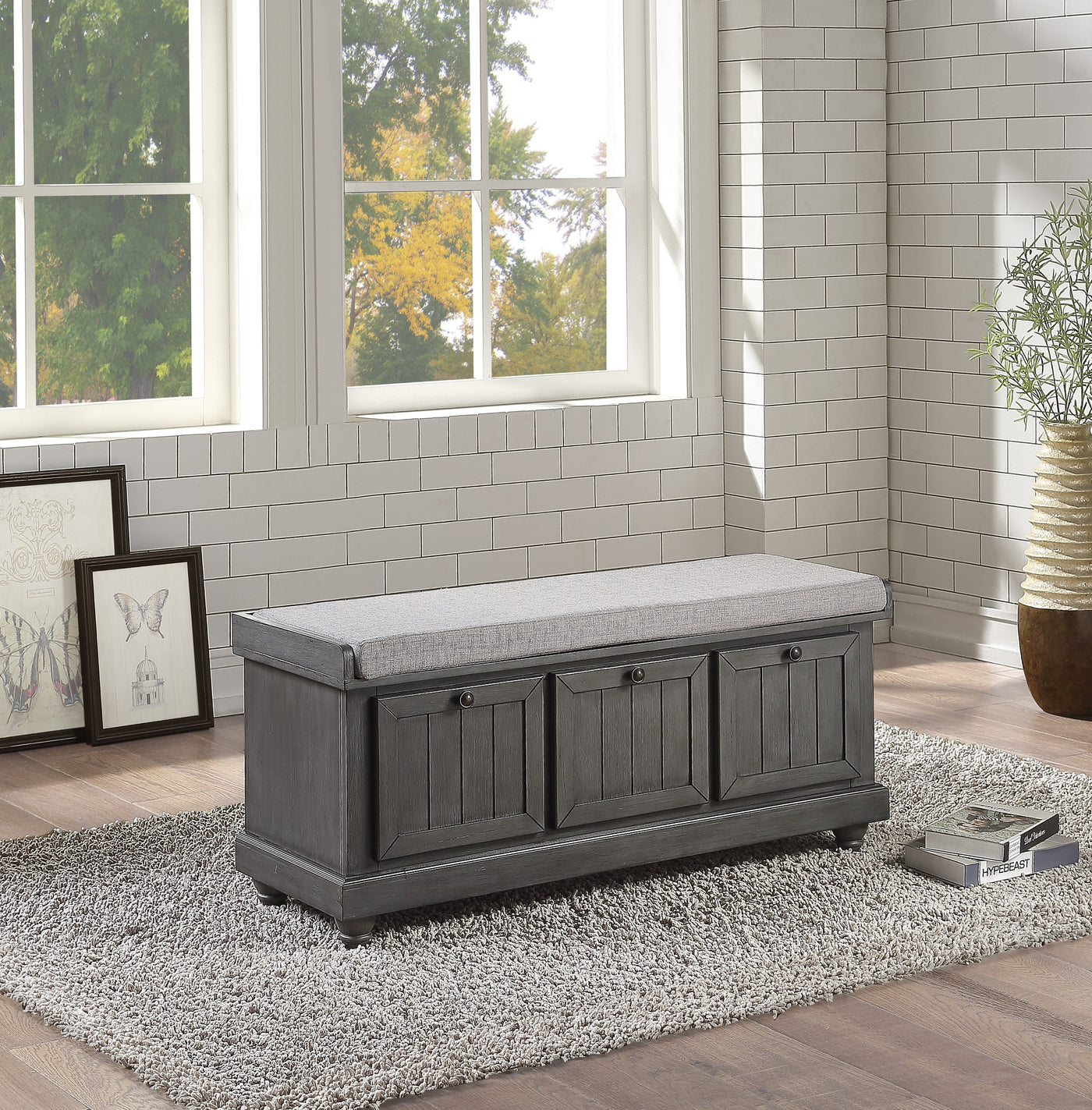 Woodwell Storage Bench - Grey