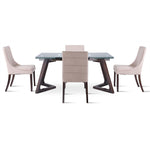 Zyer 5-Piece Dining Set - Merlot, Beige