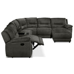 Pasadena 6-Piece Reclining Sectional with Right-Facing Chaise - Dark Grey