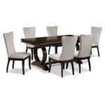Rosario 7-Piece Dining Room Set - Cherry and Beige