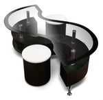 Serpentine Coffee Table with Two Ottomans - Espresso