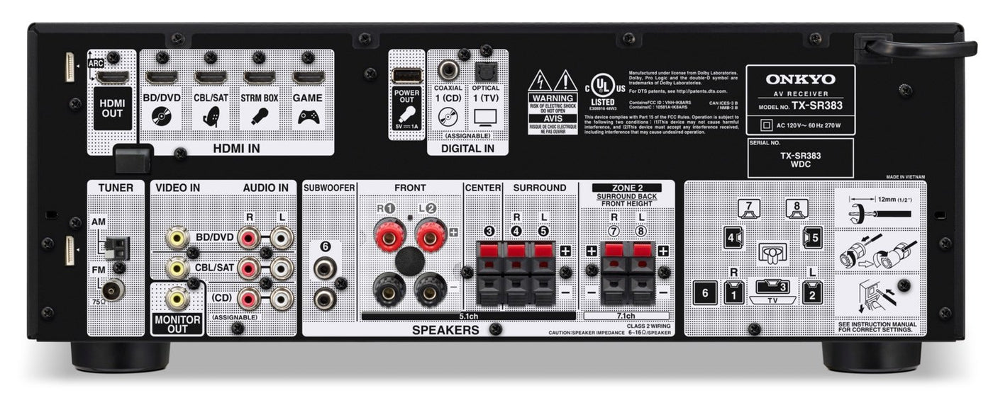 Onkyo 7.2-Ch. 4K HDR A/V Receiver - TX-SR383