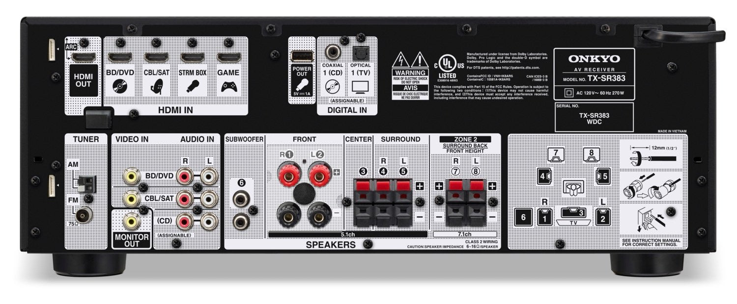 Onkyo 7.2-Ch. 4K HDR A/V Receiver - TX-SR383