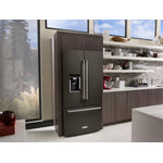 KitchenAid Black Stainless Steel Counter-Depth French Door Refrigerator (23.8 Cu. Ft.) - KRFC704FBS