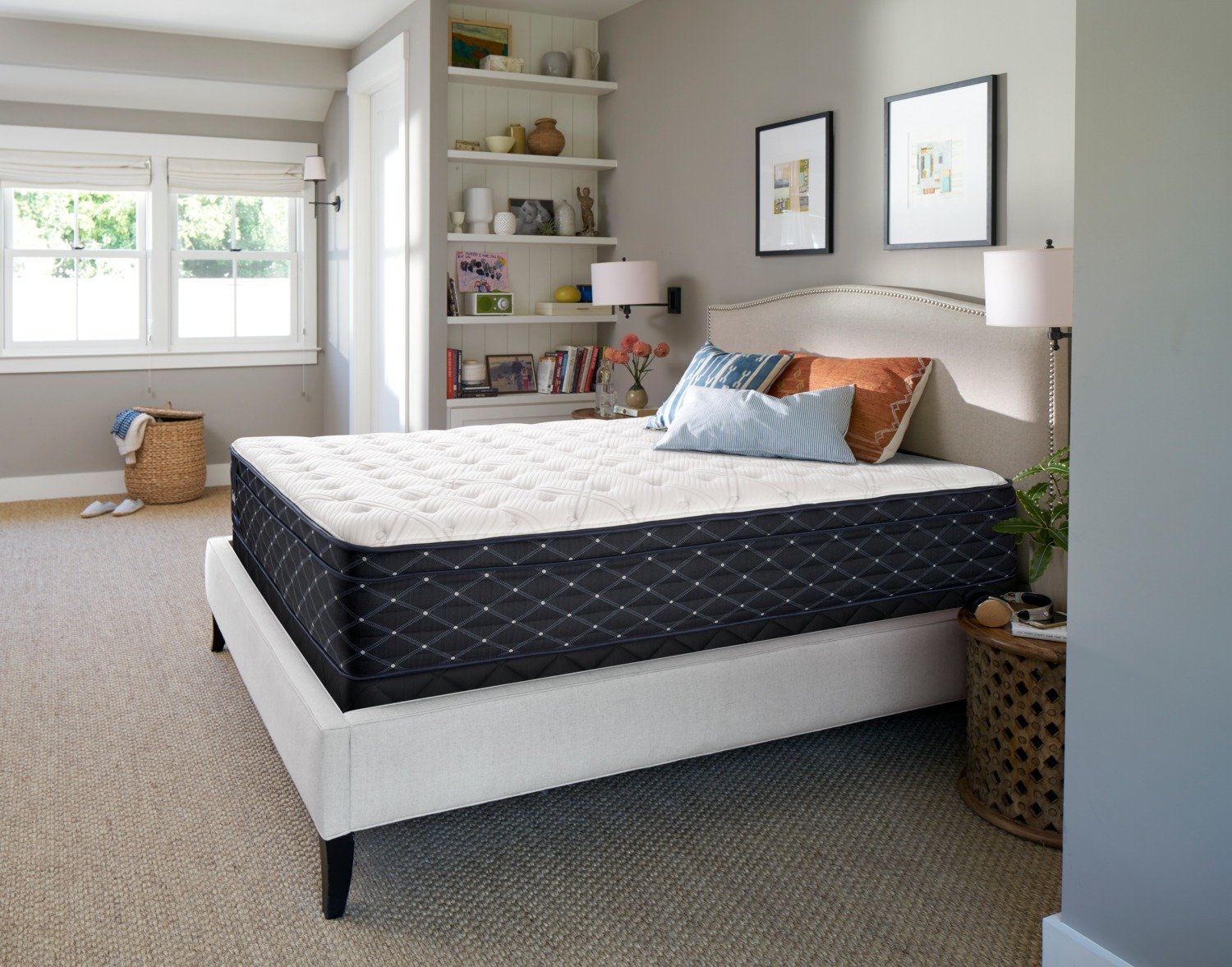 Sealy Narrative Cushion Firm King Mattress and Split Low-Profile Boxspring Set