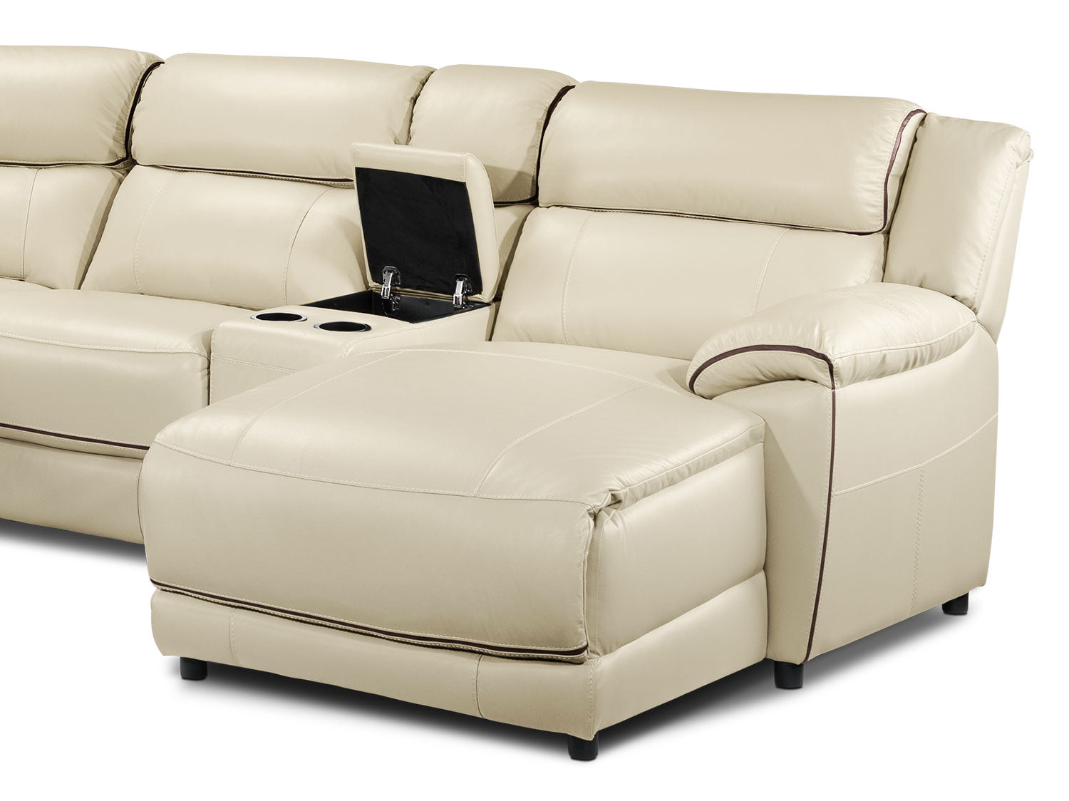 Holton 5-Piece Leather Sectional with Right-Facing Chaise - Pebble