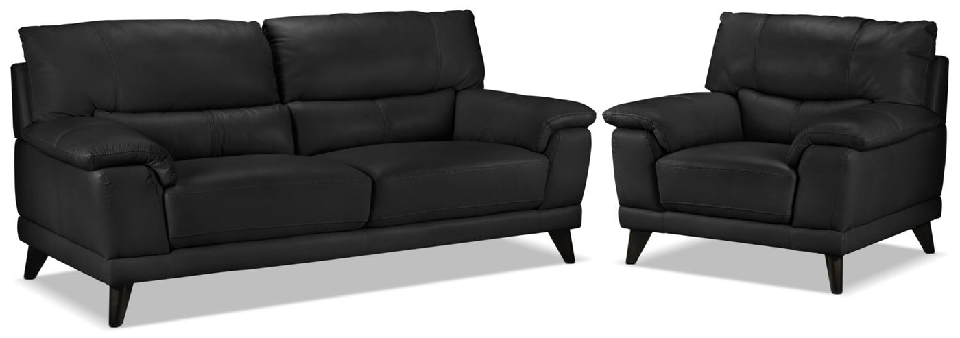 Braylon Sofa and Chair Set - Classic Black