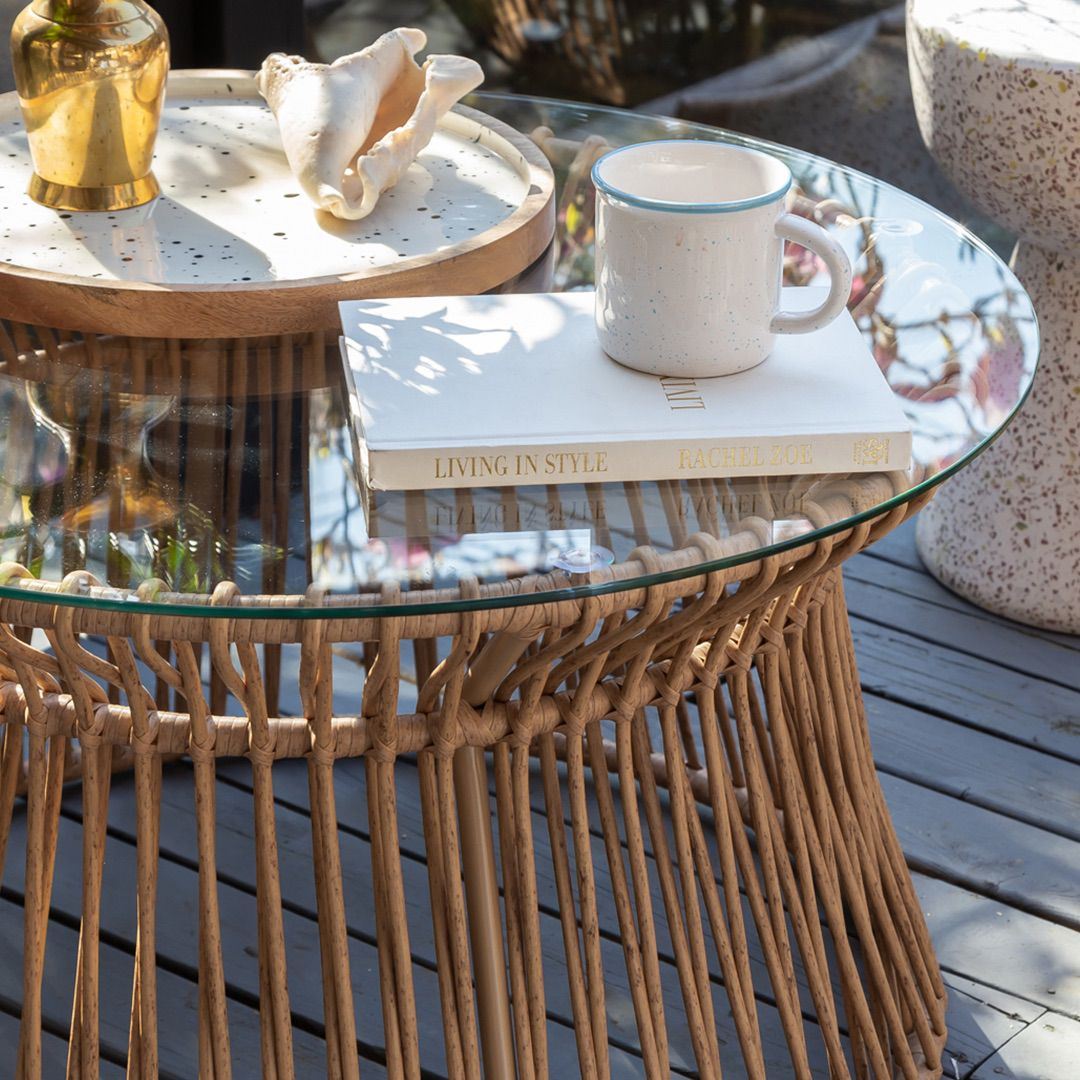 Gulmarg Indoor/Outdoor Glass Top Coffee Table