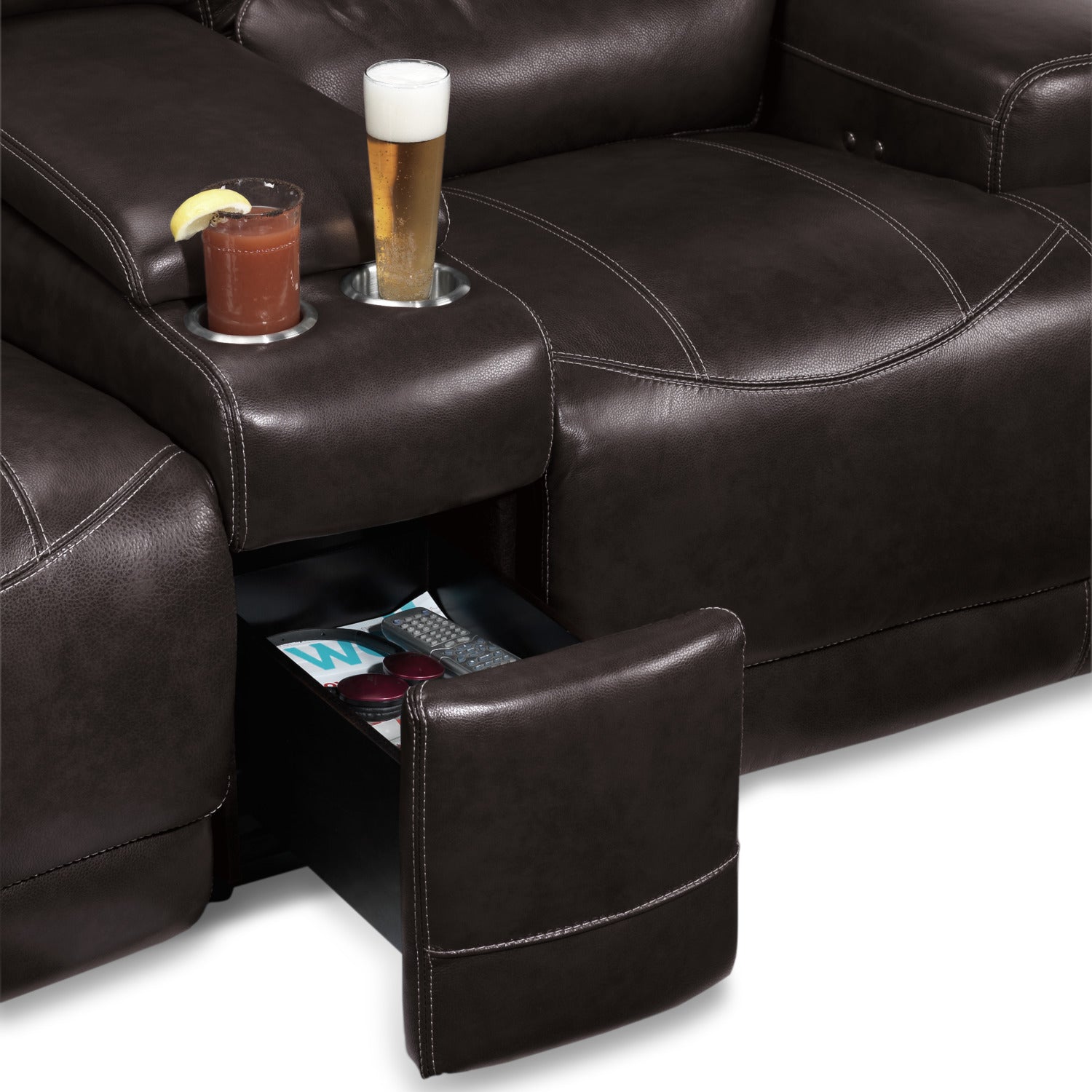 Dearborn Power Reclining Loveseat with Console - Blackberry