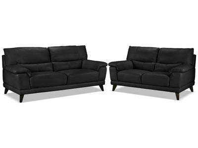 Braylon Sofa and Loveseat Set - Classic Black