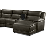 Holton 6-Piece Leather Sectional with Right-Facing Chaise - Charcoal Grey