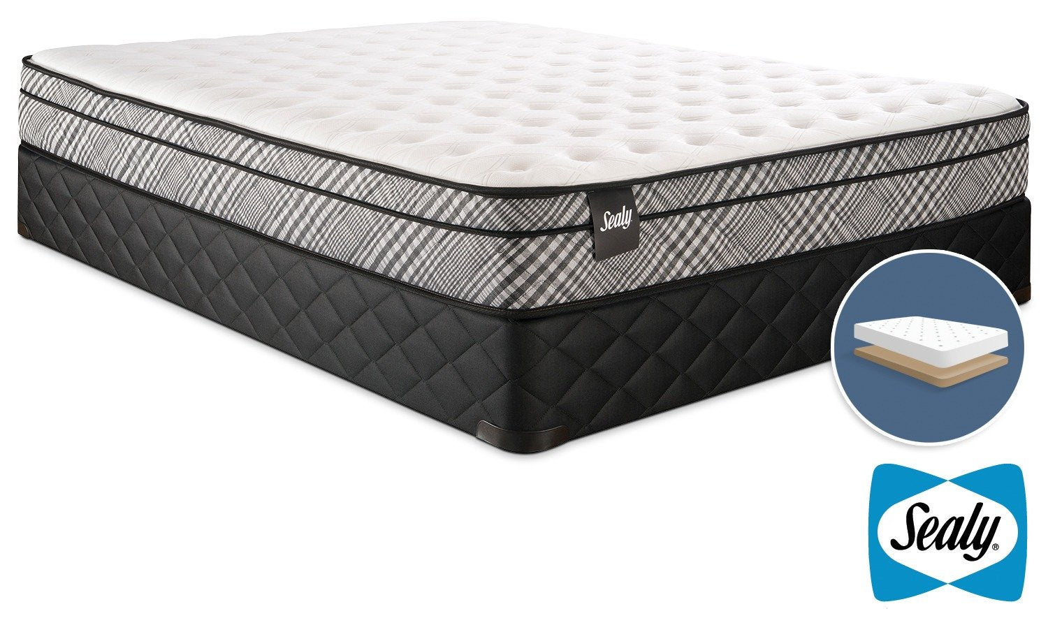 Sealy Visual Cushion Firm Full Mattress and Low-Profile Boxspring Set