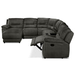 Pasadena 6-Piece Reclining Sectional with Left-Facing Chaise - Dark Grey