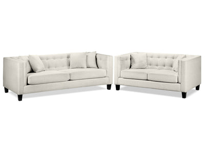Astin Sofa and Loveseat Set - Wheat