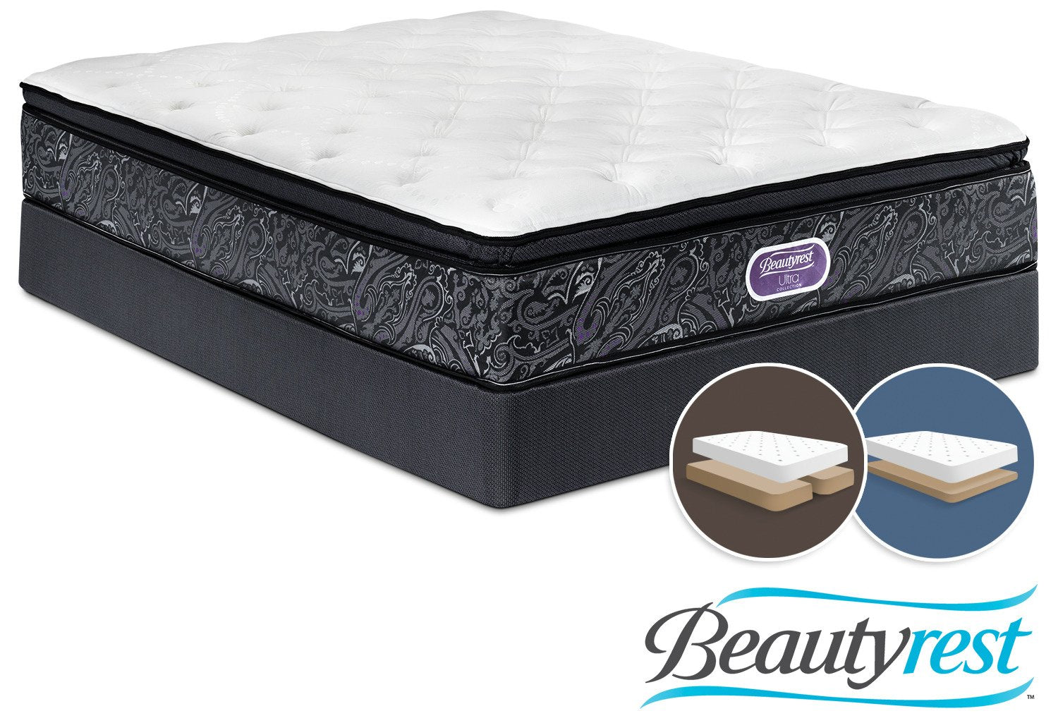 Simmons Beautyrest Ultra Silvia Firm Queen Mattress and Split Low-Profile Boxspring Set