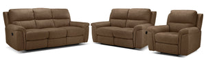 Roarke Reclining Sofa, Reclining Loveseat and Recliner Set - Tobacco