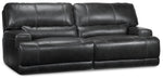 Dearborn Power Reclining Leather Sofa, Loveseat with Console and Recliner Set - Charcoal