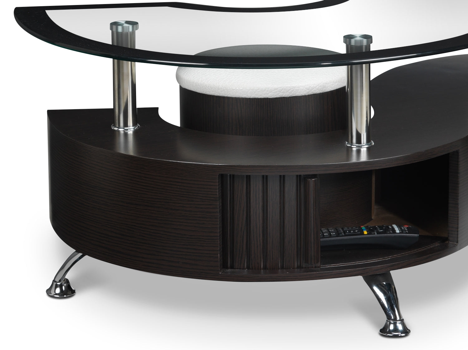 Serpentine Coffee Table with Two Ottomans - Espresso